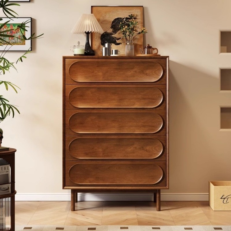 Vintage Solid Wood Chest of Drawers – 5/6-Drawer Retro Cabinet for Bedroom, Living Room, or Entryway thumbnail 3