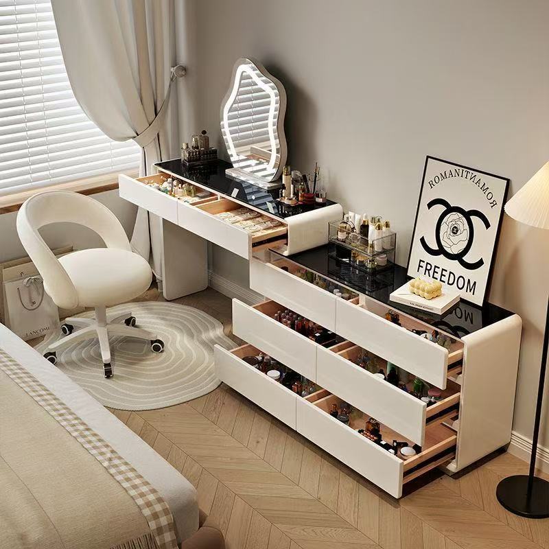 New Ultra-Slim 30cm Vanity Table with Integrated Drawer Cabinet – Narrow Dressing Table for Bedroom, Cream Style thumbnail 2