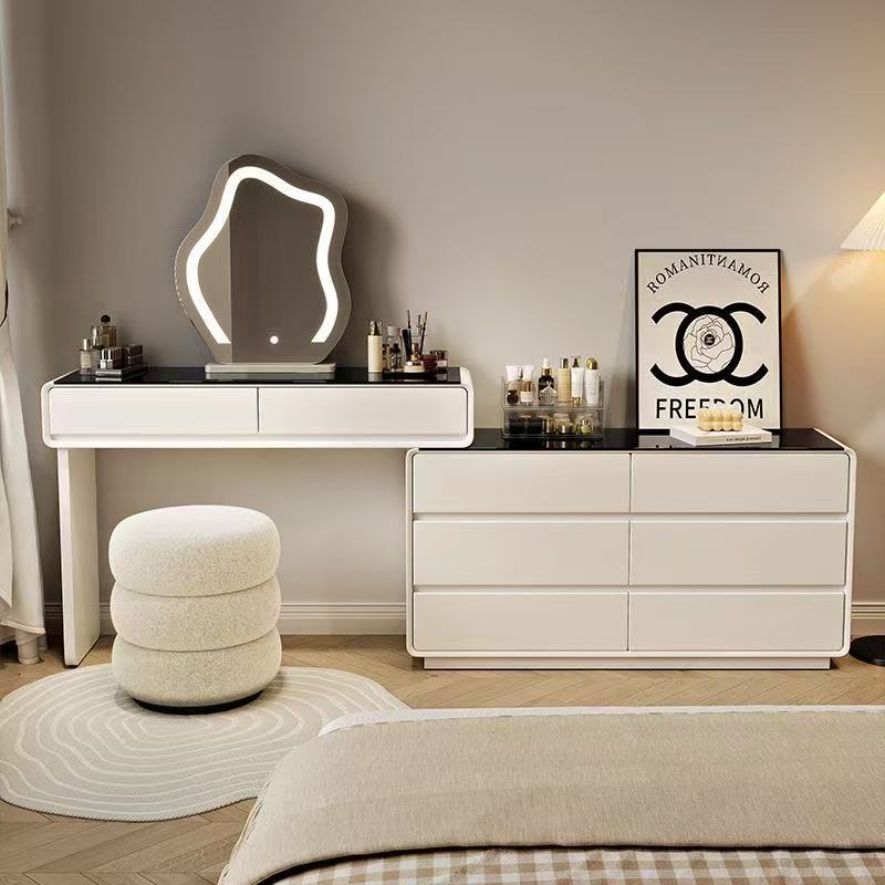 New Ultra-Slim 30cm Vanity Table with Integrated Drawer Cabinet – Narrow Dressing Table for Bedroom, Cream Style thumbnail 3