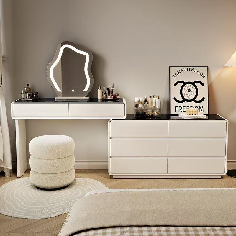 New Ultra-Slim 30cm Vanity Table with Integrated Drawer Cabinet – Narrow Dressing Table for Bedroom, Cream Style thumbnail 4