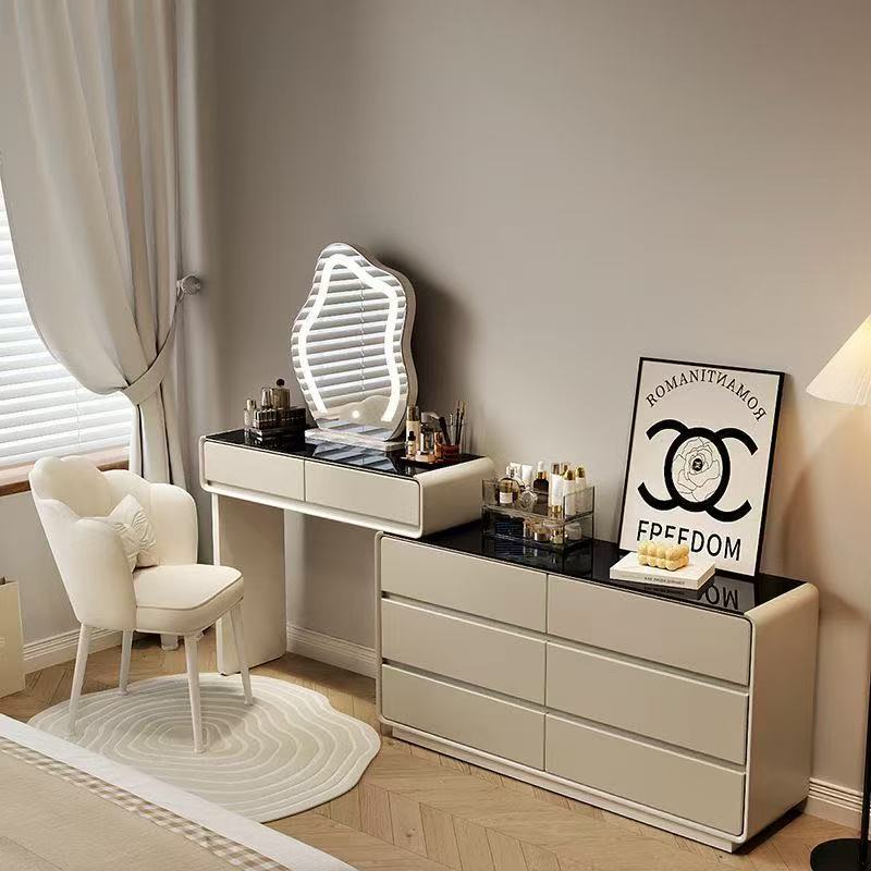New Ultra-Slim 30cm Vanity Table with Integrated Drawer Cabinet – Narrow Dressing Table for Bedroom, Cream Style thumbnail 5