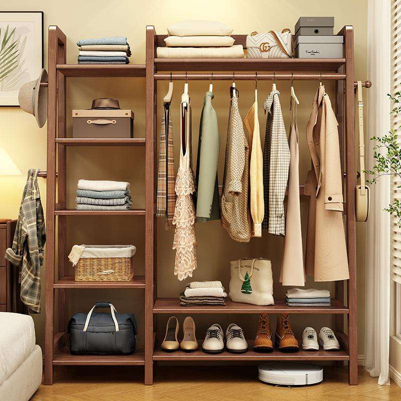 Solid Wood Clothes Rack – Large-Capacity Wardrobe Organizer for Bedroom, Minimalist Hanging & Storage Stand thumbnail 2