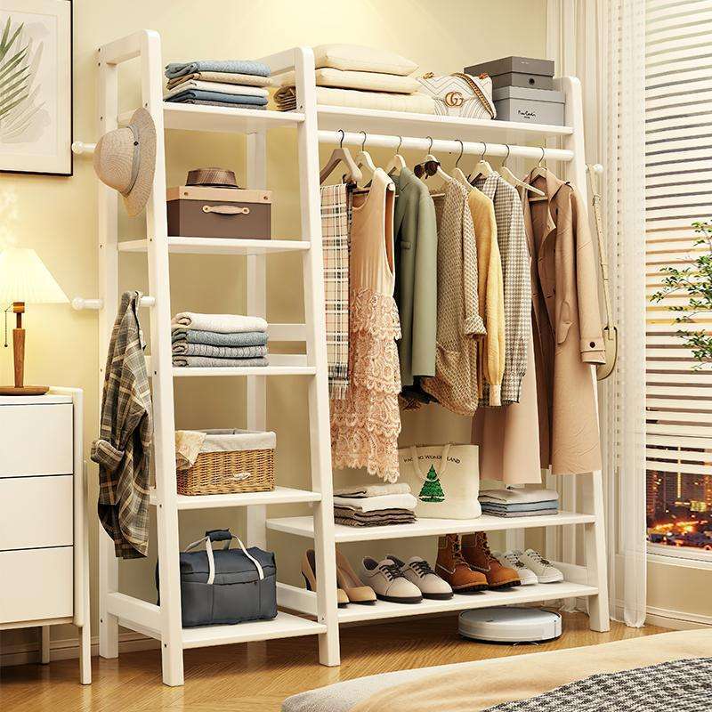 Solid Wood Clothes Rack – Large-Capacity Wardrobe Organizer for Bedroom, Minimalist Hanging & Storage Stand thumbnail 3