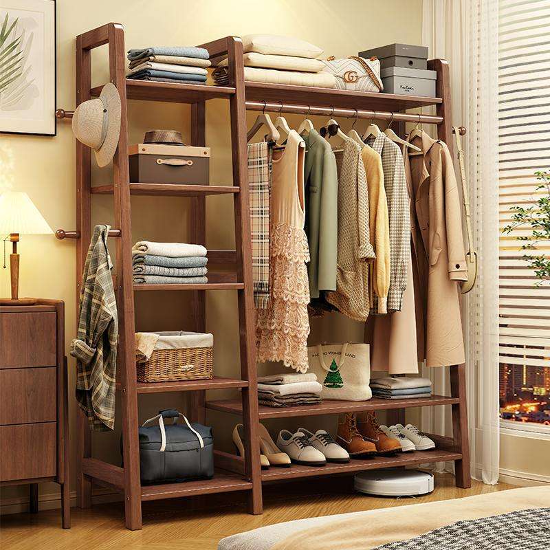 Solid Wood Clothes Rack – Large-Capacity Wardrobe Organizer for Bedroom, Minimalist Hanging & Storage Stand thumbnail 4