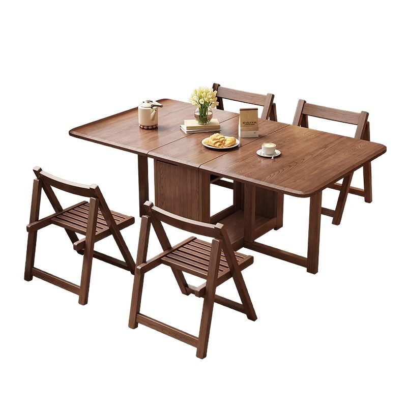 Solid Wood Folding Dining Table Set – Space-Saving Rectangular Table with Chairs for Small Homes thumbnail 3