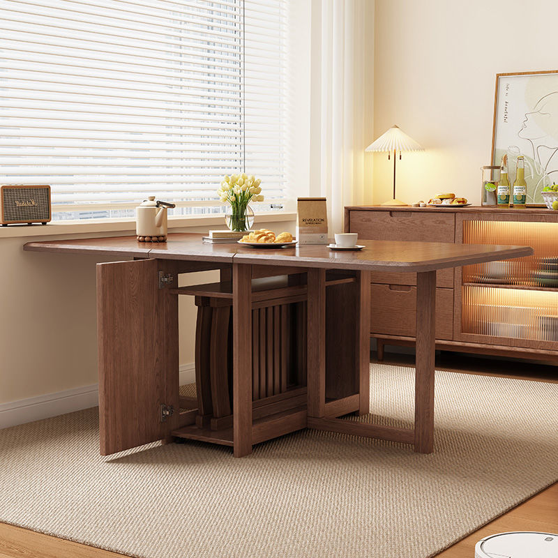 Solid Wood Folding Dining Table Set – Space-Saving Rectangular Table with Chairs for Small Homes thumbnail 2