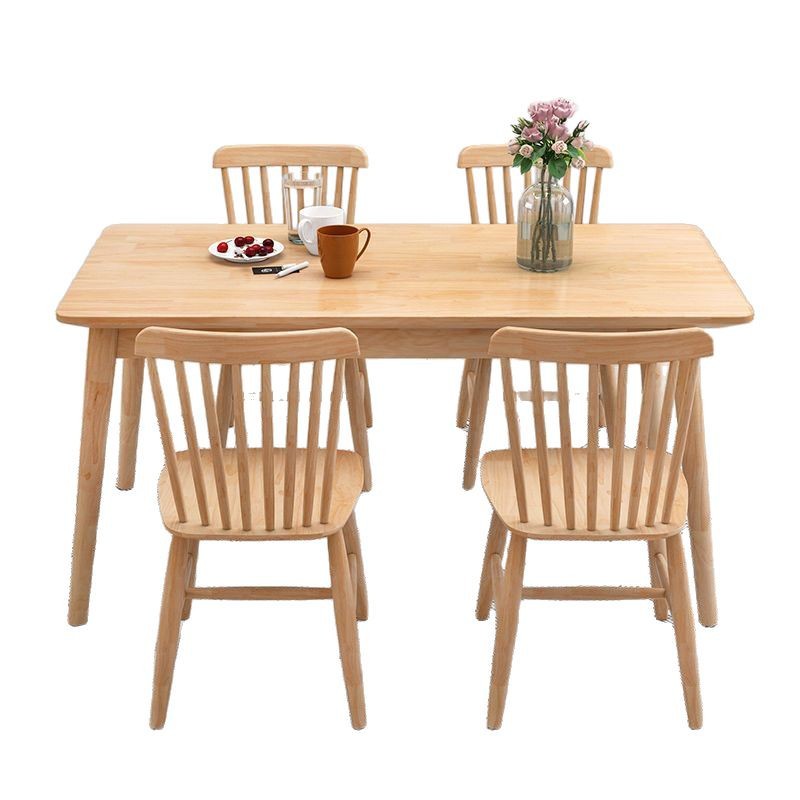 Nordic Solid Wood Dining Table Set – 4/6-Seater Rectangular Table for Small Spaces thumbnail 3